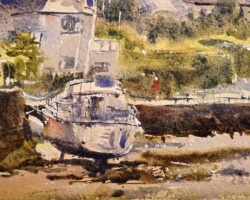 Watercolour painting cornwall mayler town low tide 7_ x 18