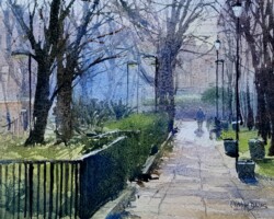 Watercolour morning sun Notting Hill