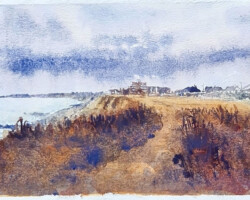 coastal watercolour Milton Dorset